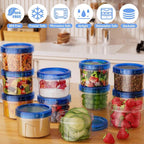 12 Pack-16 OZ Freezer Storage Containers, Small Plastic Containers with Twist Top Lids, BPA Free Food Storage Containers, Reusable Soup Container Microwave/Dishwasher Safe