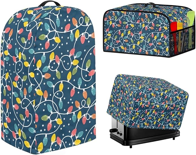 String Lights Blender Slow Cooker and Toaster Cover 2 Slice Machine Washable Kitchen Christmas Decor for Stand Mixer, Coffee Maker & Microwave Anti Dust 3PCS