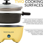 Nostalgia MyMini Personal Electric Skillet & Rapid Noodle Maker, Perfect For Healthy Keto & Low-Carb Diets, Yellow