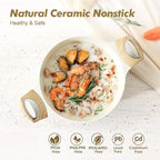 SENSARTE Ceramic Nonstick Stock Pot with Lid, 2.6/4.5/6.6/8.5 QT Soup Pot Casserole Pot, Non-toxic Healthy Pasta Pot, Large Cooking Pot Stew Pot, Induction Compatible, PFOA PFAS PTFE Free, White