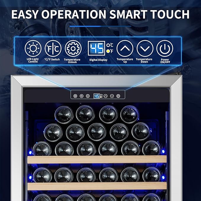 ORYMUSE Large 200 Bottle Wine Fridge - 24 Inch Wine Cooler Refrigerator, Freestanding and Built-in Design, Upgraded Compressor Cooling, Intelligent Temperature Memory