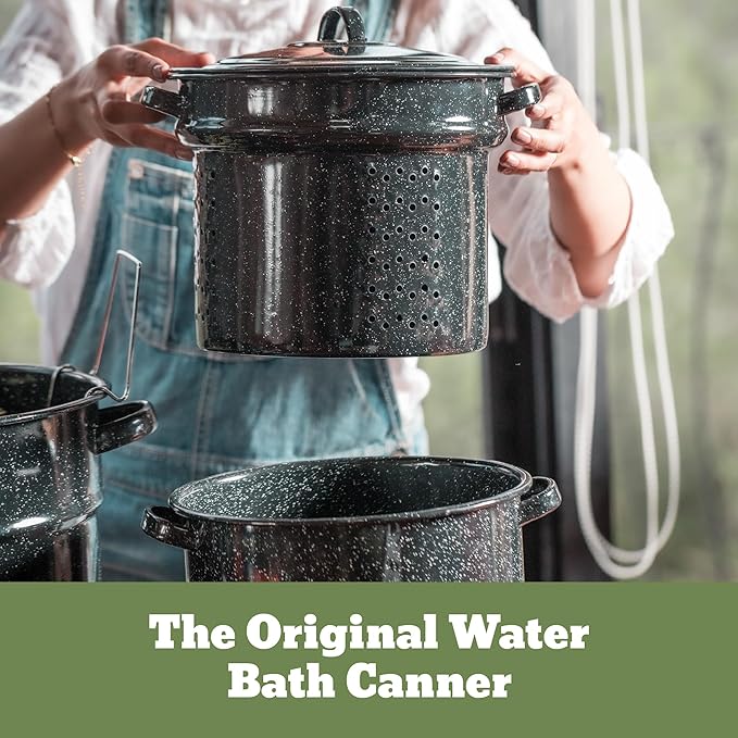 Granite Ware Enamel-on-steel 12-Piece Canner Kit, Includes 21.5 qt. Water Bath Canner with lid, Jar Rack, Blancher, Colander & 5 pc. Canning Tool Set