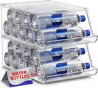Sorbus Water Bottle Organizer for Fridge with Lid – Holds 9 Bottles – Stackable Drink Organizer for Refrigerator, Pantry, or Countertop – Clear BPA-Free Plastic Bottle Storage Holder