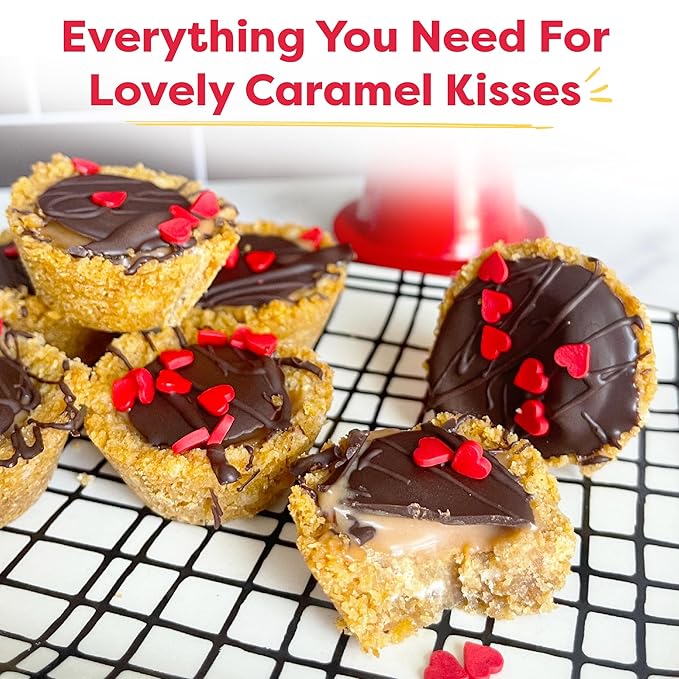 Baketivity Caramel Kisses Kids Baking Kit - Baking Set for Girls and Boys Ages 4-12 - Kids Cooking Kit with Premeasured Ingredients, Instructions, Video, STEM Activities