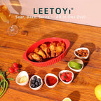 LEETOYI Porcelain Small Oval Au Gratin Pans, Baking Dish Set for 1 or 2 person servings, Bakeware with Double Handle for Kitchen and Home, Set of 2 (Red)