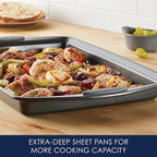 Rachael Ray Nonstick Bakeware Set with Grips, Nonstick Cookie Sheets / Baking Sheets - 3 Piece, Gray with Sea Salt Gray Grips