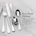 Mikasa Bravo 65-Piece Flatware Set for 12, 18/10 Stainless Steel Silverware with Full Service, Includes Forks, Knives, Spoons, and Serving Utensils
