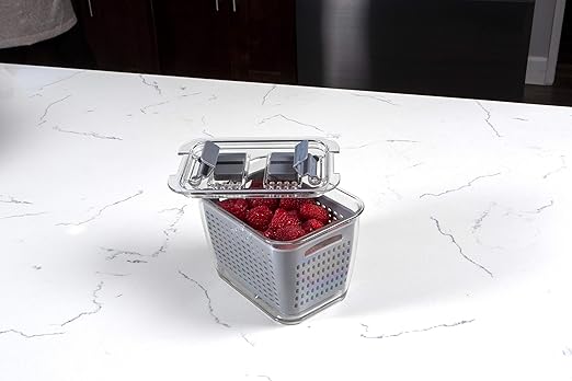 Kitchen Spaces Small Colander Stackable Food Storage Bin, Grey