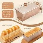 KITESSENSU Pullman Loaf Pan with Lid, 2Lb Dough Capacity Non-Stick Bakeware for Baking Bread, Sandwich & Toast Oven Baking, Gold