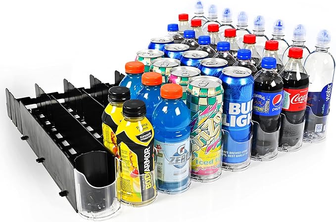 Display Technologies Fridge Organizer & Soda Can Dispenser for Refrigerator - Drink Dispenser & Refrigerator Storage (6-Pack)