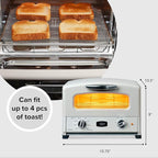 Countertop Toaster Oven, Compact Kitchen Appliance with Graphite Heating Technology, Eggshell White