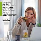 Mueller Spiralizer for Veggies, Salad Container for Lunch - All-In-One Food Prepper, Zucchini Noodle Maker, Vegetable Spiralizer, Comes with Fork, Salad Dressing Container/Spice-Nut Containers