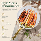 Gotham Steel Modern 11 Pc Ceramic Cookware Set, Elegantly Designed Pots and Pans Set Non Stick with Steamer, Induction Bottom, Premium Stay Cool Handles, Non Toxic PFOA Free, Oven & Dishwasher Safe