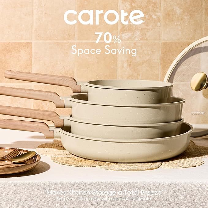 CAROTE 22Pcs Pots and Pans Set Non stick, Ceramic Cookware Set, Non-toxic Kitchen Cooking Set, PFAS and PFOA Free