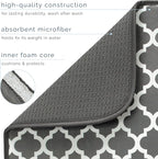S&T INC. Dish Drying Mat XL, 18” x 24”, Absorbent Microfiber Kitchen Counter Mat, Dish Drying Pad for Dishes, Utensils, Pots and Pans, Extra Large, Pewter Grey Trellis