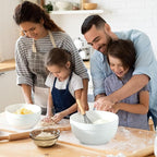 Ceramic Large Mixing Bowls for Kitchen, Set of 2 Big Serving Bowls for Cooking, Popcorn, Salad, Soup, Baking, Dough Bread Making Bowl, 10 inch + 8 inch, White