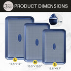 3Pcs Nonstick Baking Sheet, Baking Sheet Pan Set, Jelly Roll Pans, Cookies Sheet for Baking, Cookie Sheet Pan with Diamond Texture, Blue