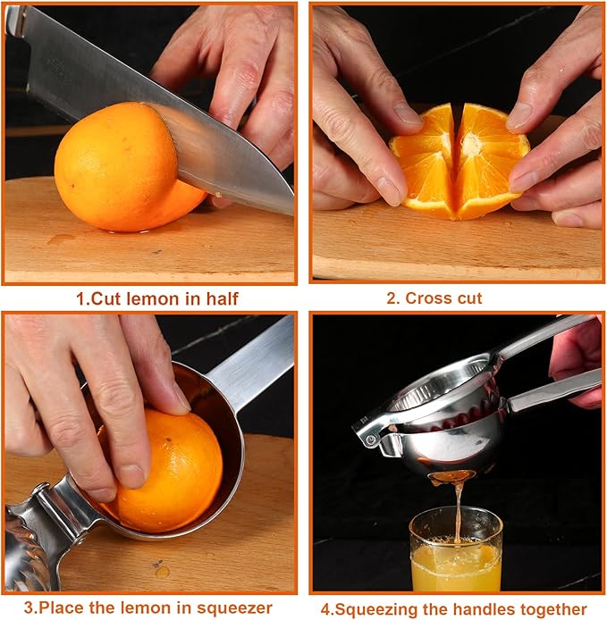 TEZZ Upgrated Extra Large Lemon Squeezer, Heavy Duty Handhelp Orange Juicer with 3.47'' extra big Filter Bowl, Stainless Steel Hand Press Citrus Juicer, Lime Squeezer Bar Tool, Manual Citrus Press
