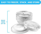 MontoPack 7” Round 40 Pack Aluminum Foil Pans with Clear Lids | Disposable Containers with Straight Walls for Storing, Baking, Meal Prep & Reheating | Freezer & Oven Safe, Recyclable