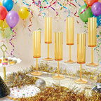 12 PCS Amber Glass Champagne Flutes 5.4 Oz Long Stem Champagne Flutes Plastic Acrylic Champagne Glasses Colored Sparkling Wine Glasses Reusable For Luxury Party Wedding Bar Birthday Use