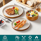 vancasso ONION Ceramic Plates and Bowls Sets, 18 Pieces Grey Dinnerware Sets for Kitchen, Reactive Glaze Dishes Set for 6, Dishwasher and Microwave Safe