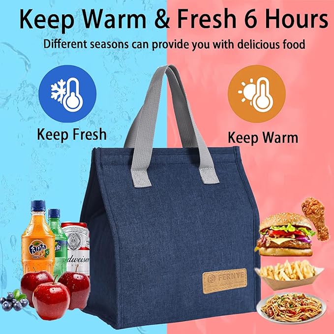 Lunch Bag for Women/Men,Waterproof Reusable Portable Lunch Tote,Lunch Box Bag.Thermal Cooler Bag Ideal for Work/Party/l/Travel/Picnic (Light Blue)