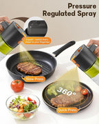 OURCABECUE Upgrade 2 in 1 Oil Sprayer for Cooking, 17oz Light-Blocking Glass Olive Oil Dispenser Bottle for Kitchen,Food-Grade Oil Mister with 8 Stickers(2PCS)