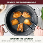 GreenPan Elite Essential Smart Electric 6QT Skillet Pot,Sear Saute Stir-Fry and Cook Rice, Healthy Ceramic Nonstick and Dishwasher Safe Parts, Easy-to-use LED Display, PFAS-Free, Fantasy Fig