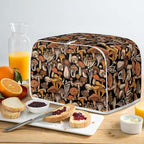 JEOCODY Mushroom Print Toaster Cover for 2 Slice Wide Slot Bread Maker - Small Appliance Dust Protection With Handle for Kitchen, Washable