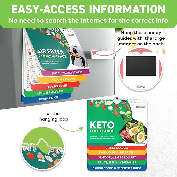 Air Fryer & Keto Cookbook Magnets - Set of 2 (7”x6”) - Air Fryer Accessories & Keto Meal Plan Cookbook - Airfryer Kitchen Appliances - Keto Foods & Keto Diet Book for Beginners - Kitchen Gadgets 2026