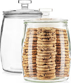kitchentoolz 1 Gallon Glass Cookie Jar with Lid – Set of 2 Large Glass Jars with Lids for Cookies, Candy, Flour, Sugar, Pet Treats – Clear Glass Canisters for Food Storage - Pack of 2