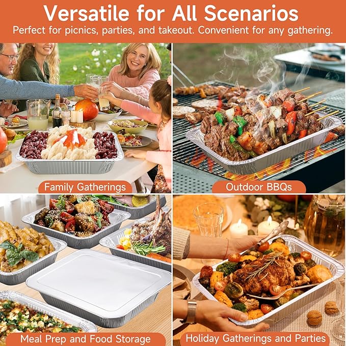Half Size Aluminum Pans 9x13-20 Pack Aluminum Foil Pans, Heavy Duty Disposable Pans for Cooking, Baking, Meal Prep, Parties & Food Storage