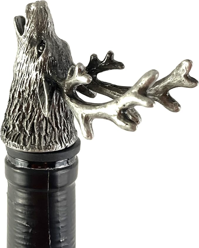 Happy Hour Majestic Stag Head Wine Pourer - Stopper, Aerator, and Perfect Pourer