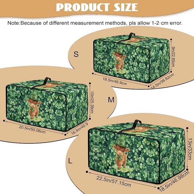Highland Cow Four Leaf Clover Print Toaster Oven Cover Microwave Cover for Kitchen Countertop Appliance Dust Protector Decorative Oven Accessories for St. Patrick's Day Decor, Green, L
