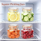 Encheng 25 oz Glass Jars With Airtight Lids And Leak Proof Rubber Gasket,Wide Mouth Mason Jars With Hinged Lids For Kitchen Canisters 750ml, Glass Storage Containers 6 Pack