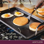 Anolon Advanced Home Hard Anodized Nonstick Double Burner Griddle, 10 Inch x 18 Inch, Onyx