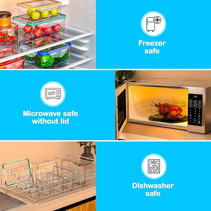 70 Pcs Large Food Storage Containers with Lids Airtight-2500ML to Small Box,Total 22812 ML Stackable Kitchen Bowls Set(35 Containers,35 Lids)-BPA Free Leak proof Plastic Boxes-Microwave safe