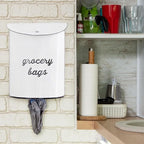 AuldHome Design Rustic Grocery Bag Holder; Wall-Mounted Vintage Enamelware Farmhouse Style Plastic Bag Dispenser for Kitchen or Laundry Room