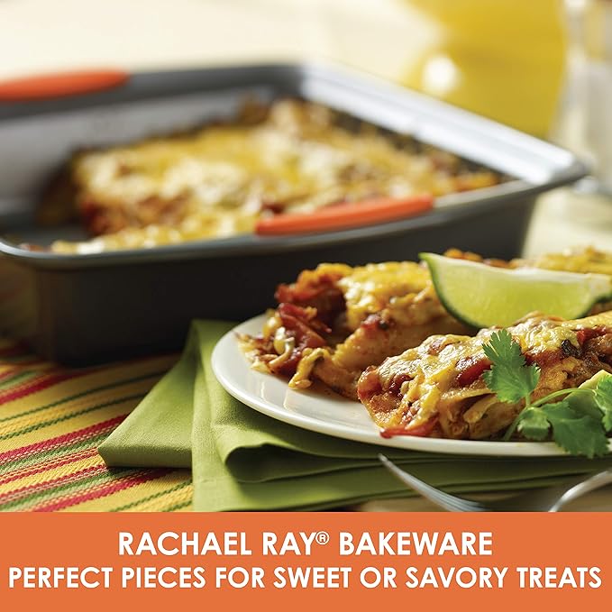Rachael Ray Yum -o! Nonstick Bakeware Baking Pan / Nonstick Cake Pan, Square - 9 Inch, Gray