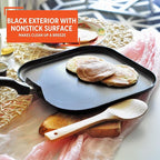 IMUSA 11in Bistro Aluminum Nonstick Square Griddle with Cool Touch Handle, Black