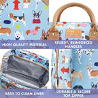 Fit & Fresh Insulated Lunch Bag for Women - Large Leakproof & Stain-Resistant Box With Containers, Zipper Closure - Bloomington, Dogs Theme