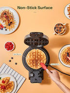 Classic Waffle Iron, Double Belgian Waffle Maker 180°Flip, 1400W Waffle Iron 8 Slices, Rotating & Nonstick Plates with Removable Drip Tray, Cool Touch Handles, Stainless Steel (8 Slices)