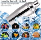 Cocktail Shaker Set, 19 Piece Bartender Kit, Silver, Bar Tool Set with Cocktail Shaker, Mixer Spoon, Measuring Cup, Strainer, Muddler, Corkscrew, Tongs