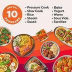 Instant Pot Pro 10-in-1 Pressure Cooker, Slow Cooker, Rice/Grain Cooker, Steamer, Sauté, Sous Vide, Yogurt Maker, Sterilizer, and Warmer, Includes App With Over 800 Recipes, Black, 6 Quart