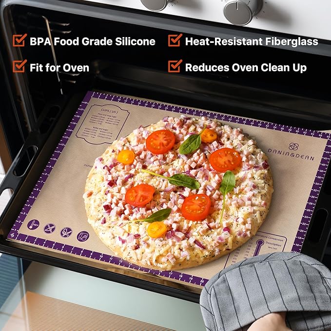 Baking Mat, 28" x 20" Silicone Food Grade Extra Large Non Stick Baking Sheet Mat with Measurement Non-slip Dough Rollin Counter Mat for Making Cookies, Macarons, Bread and Pastry