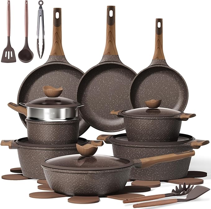 CAROTE 26PCS Pots and Pans Set Non Stick, Cookware Set Pots and Pans Induction Cook Ware, Nonstick Kitchen Cooking, PFOA Free
