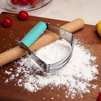 ALLTOP Pastry Blender & Bench Scraper - Premium Kitchen Baking Essential Gadget Set for Cake and Bread Making - Stainless Steel Dough Scraper&Butter Cutter for Homemade Delights - Turquoise