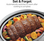 Hamilton Beach Portable 7 Quart Programmable Slow Cooker with Three Temperature Settings, Lid Latch Strap for Easy Travel, Dishwasher Safe Crock, Black (33474G)