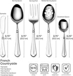 Mikasa French Countryside Flatware Set for 12, 65 Piece 18/10 Stainless Steel Silverware with Elegant Scroll Design and Serving Utensils, Durable Dinnerware Service