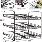 Simple Houseware Stackable Can Organizer Rack for Pantry/Cabinet – 11.5" D x 17" W x 13.75" H, Holds 36 Cans, 3-Tier Can Food Storage Dispenser, Bronze